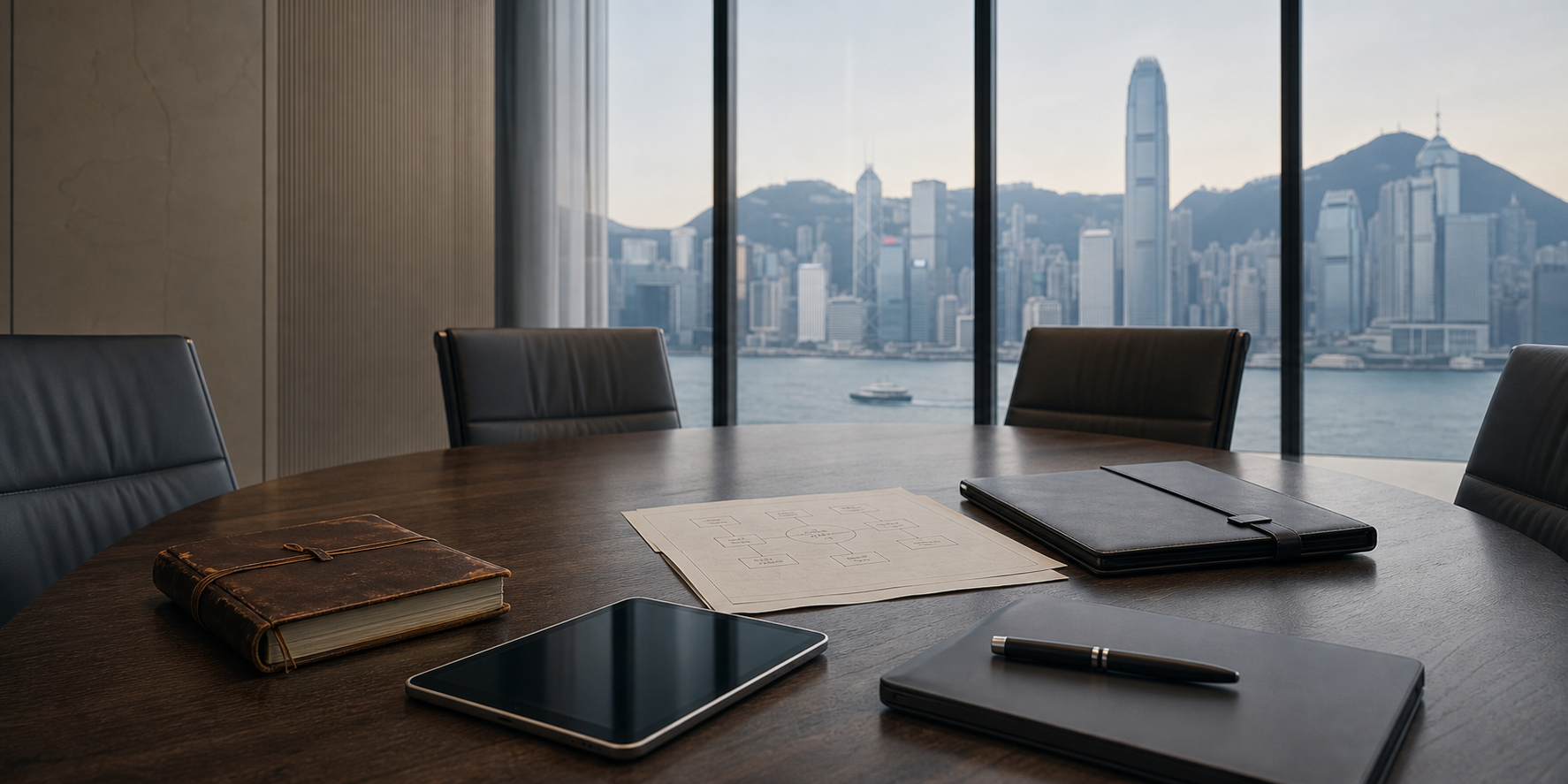 Hong Kong boardroom with family governance documents