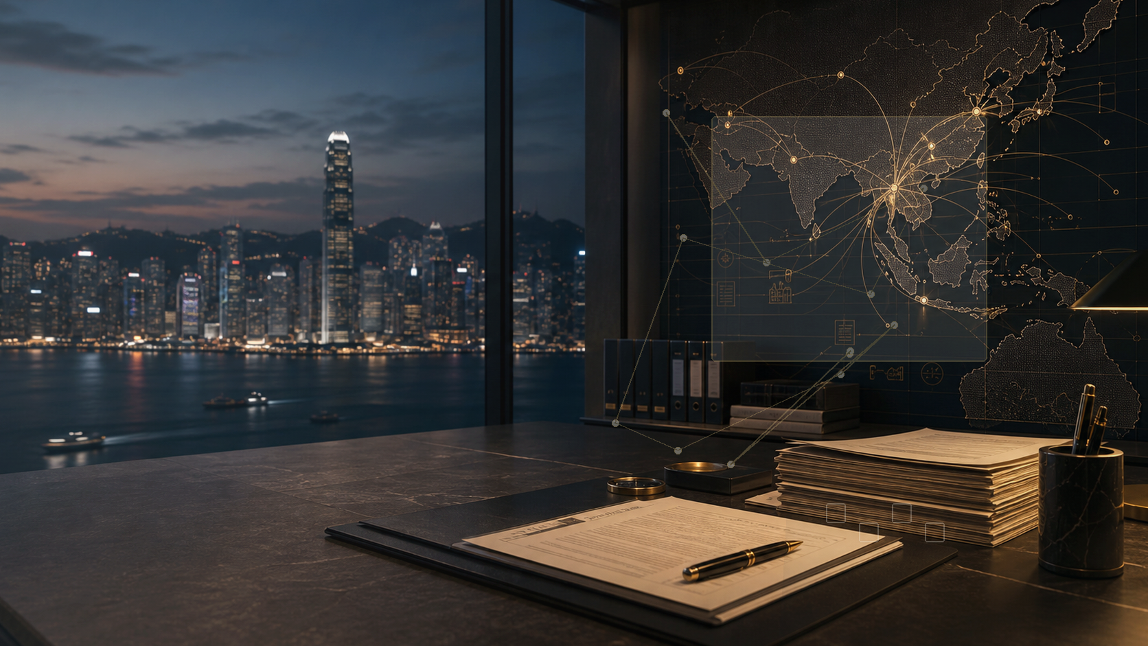 Hong Kong skyline for regional management company architecture