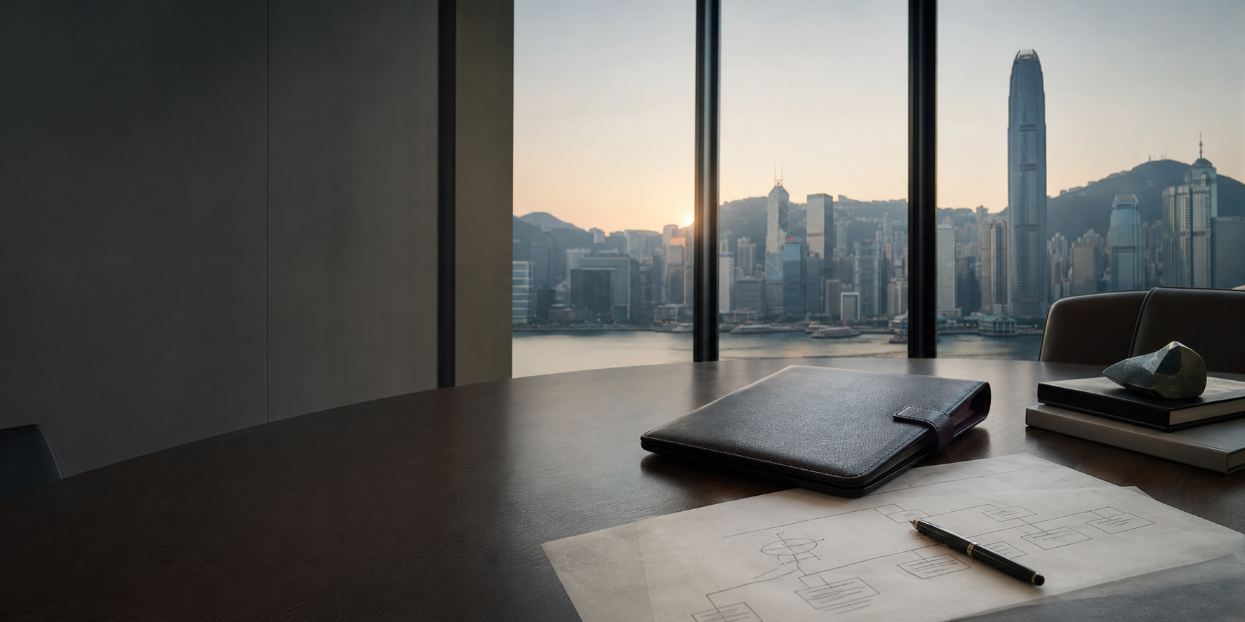Hong Kong boardroom with trust structure documents